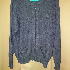 David Taylor, heavy dark gray zip up sweater